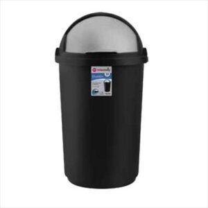 BIN REFUSE BIN FLIP TOP 50LT SILVER & BLACK COLLECT ONLY