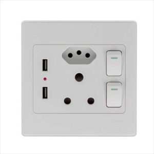SWITCH SOCKET PVC 4X4 DOUBLE WITH 2XUSBXEURO UE-DS02USB
