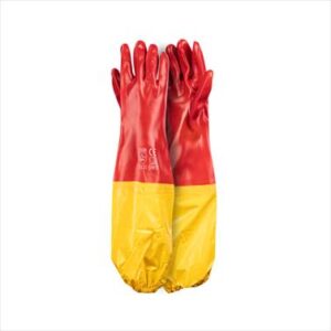 GLOVES PVC COAT RED OPEN CUFF 60CM STD SHOULDER L G016-5