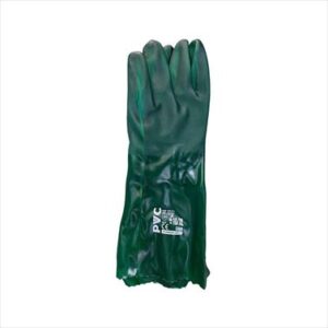 GLOVES PVC COAT GREEN TEXTURED H/D OPEN CUFF 40CM G088