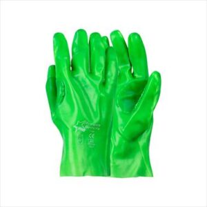 GLOVES PVC REINFORCED HI-VIS GREEN 27CM G094