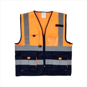 VESTS PIONEER SIGNALING WITH ZIP ID POCKET ORGE/NAVY XL V035