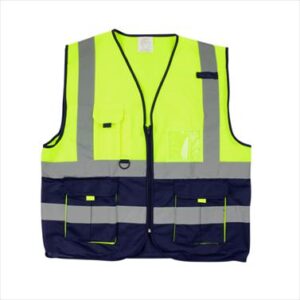 VESTS PIONEER SIGNALING WITH ZIP ID POCKET LIME/NAVY XL VO36