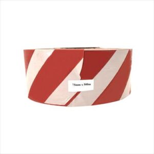 TAPE BARRIER PVC RED/WHITE 75MM*500MT