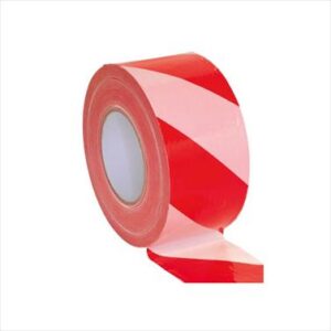 TAPE BARRIER PVC RED/WHITE 75MMX100MT